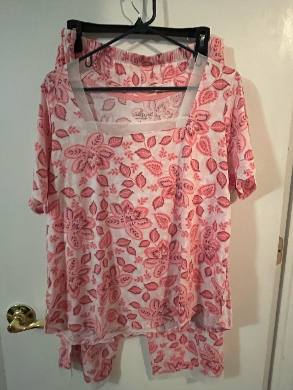 Cuddl Duds QVC large classic Jersey with mesh trim pajama set